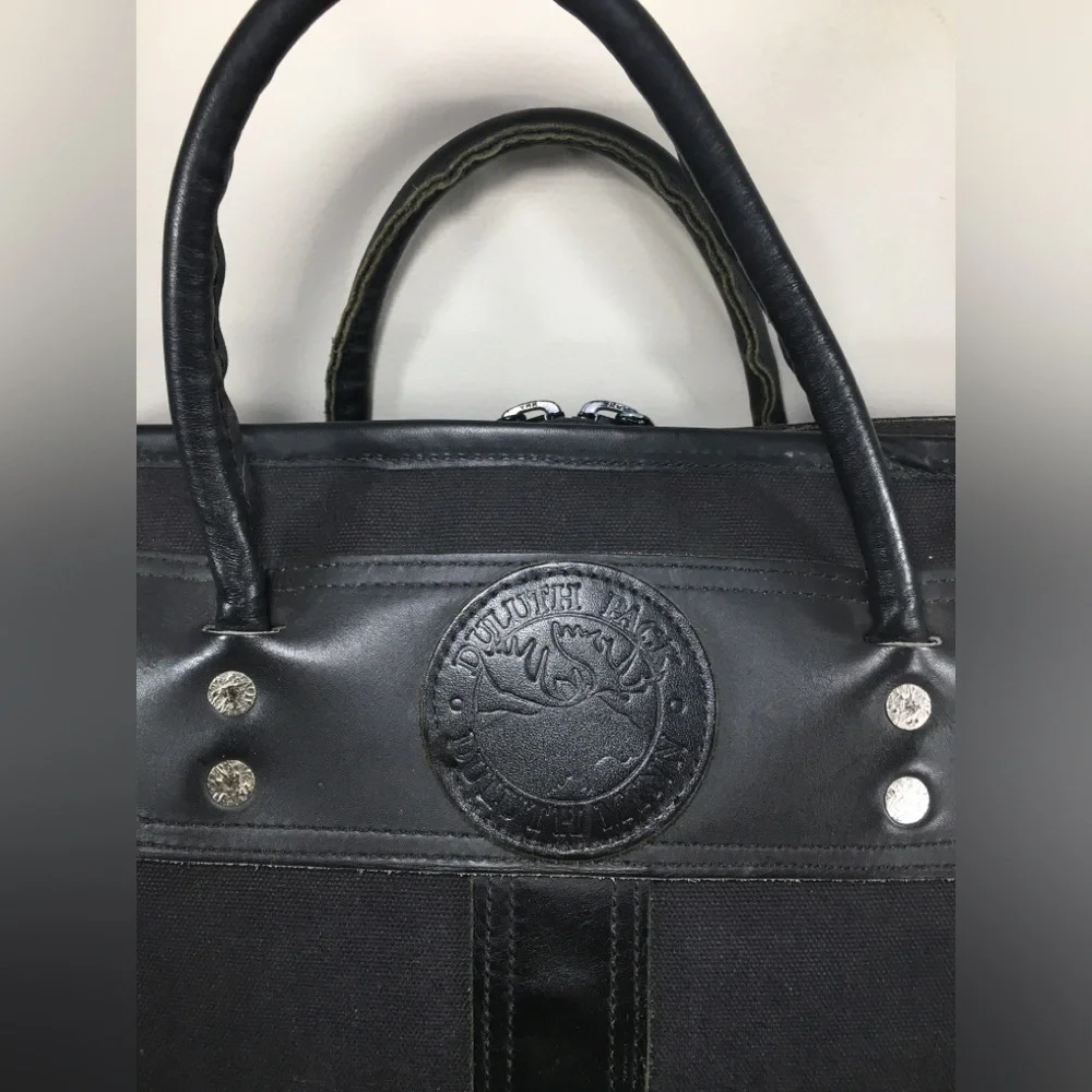 Duluth Pack Black Traveler’s Leather Bag Computer Laptop Everyday Briefcase USA